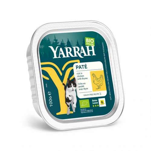 YARRAH - БИО КОТЕШКА ХРАНА ПАСТЕТ ОТ ПИЛЕ И МАЩЕРКА - 100 г